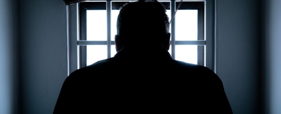 rear view of a silhouette man in window