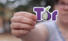 person holding logo of the onion router