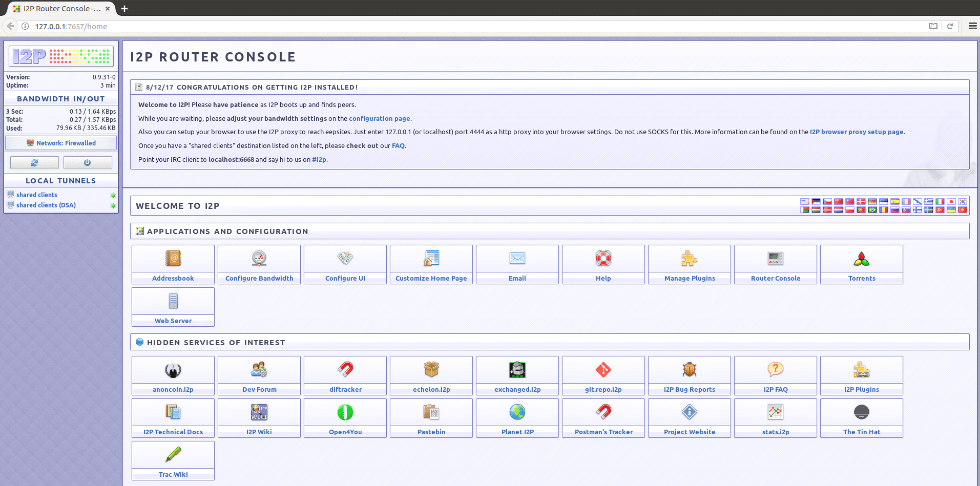 I2P router console 0.9.31-0