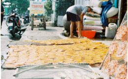 wares from street market on sidewalk