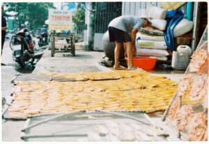 wares from street market on sidewalk